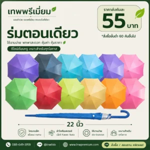 ร่มตอนเดียว 22 นิ้ว 12 สี