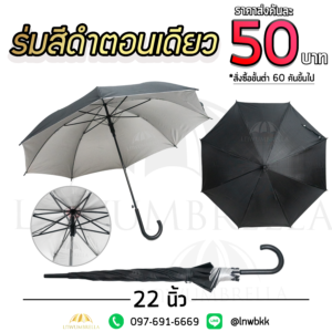 ร่มสีดำตอนเดียว 22 นิ้ว
