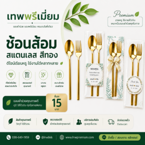 ช้อนส้อม สแตนเลส สีทอง